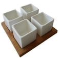 thumbnail image 4 of Mr. Garden 4Pack Decorative Mini White Ceramic Planter Pot / Window Box with Wooden Saucer, 4 of 4