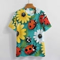 thumbnail image 3 of Ladybugs & Daisies Print T Shirts Basic T-Shirt Short Sleeve Ladies Tee Shirt Summer Graphic Clothing, 3 of 6