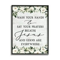 Stupell Industries Wash Hands Say Prayers Jesus Germs Everywhere Phrase, 16 x 20,Design by Lettered and Lined