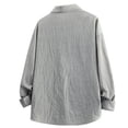 thumbnail image 4 of Aobny Baggy T Shirts for Men Solid Button Up T Shirts Collared Big & Tall Polos Long Sleeve Mens Tees,Gray,L, 4 of 6