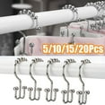 thumbnail image 1 of Travelwant 5/10/15/20Pcs Shower Curtain Rings, Rust-Resistant Metal Double Shower Hooks for Curtain Rolling Shower Curtain Hooks Rings Shower Rings for Bathroom Shower Curtain Rod , Nickel, 1 of 7