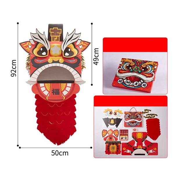 Chinese Lion Dance Head DIY Assembly Interesting Educational Cute