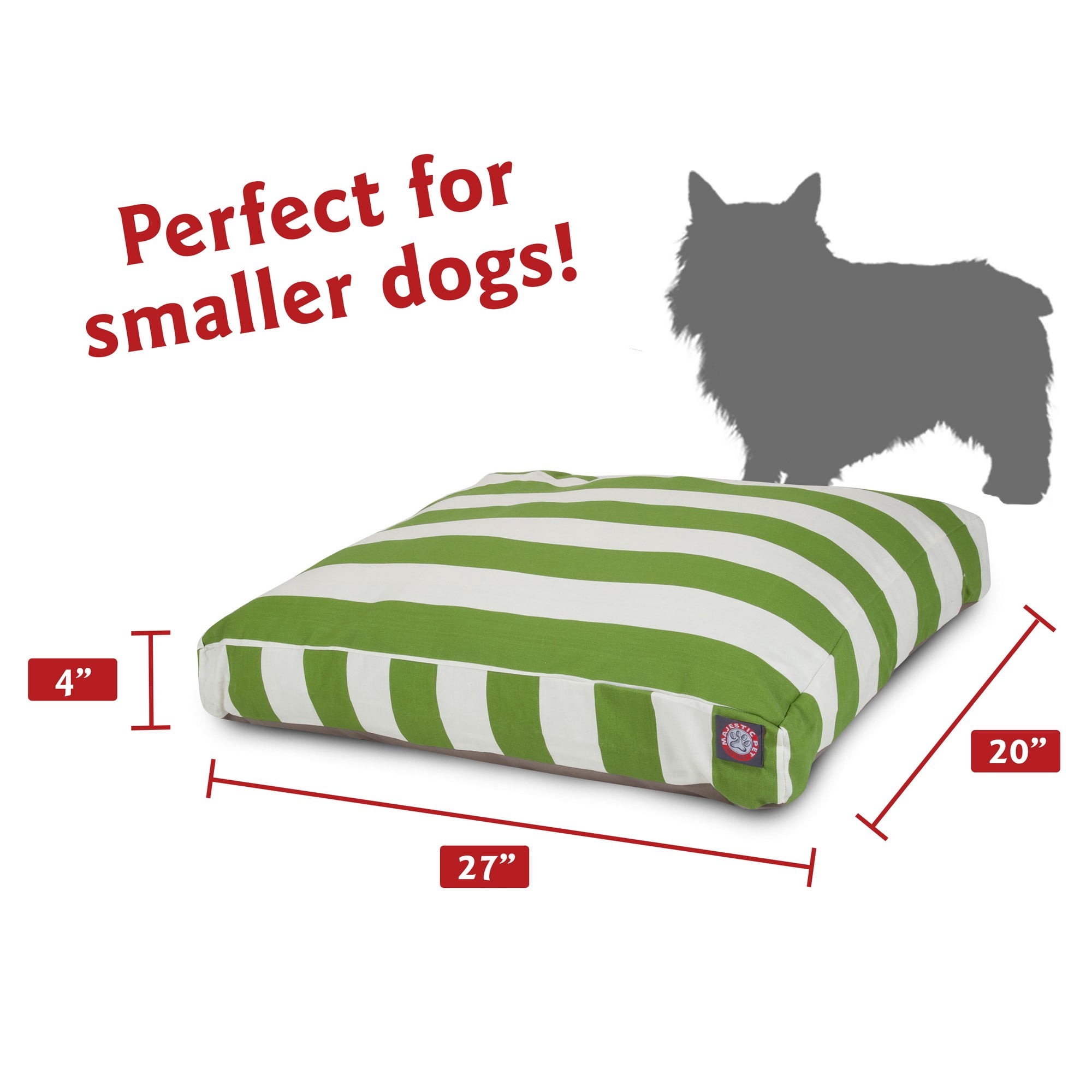 Majestic Pet | Vertical Stripe Shredded Memory Foam Rectangle Pet Bed For Dogs, Removable Cover, Sage, Small