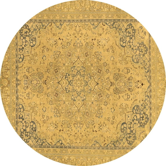 Ahgly Company Indoor Round Abstract Brown Modern Area Rugs, 3' Round