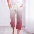 thumbnail image 2 of aidice Capri Pants for Women Linen Drawstring Elastic Waist Straight Leg Lounge Capris Summer Trendy Pants, 2 of 6