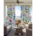 thumbnail image 6 of Flower Leaf Kitchen Curtains Farmhouse Boho Spring Floral Green Pink Cafe Short Curtains for Bathroom Blackout Window Curtain Grommet Small Window Treatment Drapes for Bedroom Living Room 27.5"x39"x2, 6 of 9