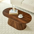 thumbnail image 6 of Oval Fluted Coffee Table with Sturdy Tapered Base, Wood Small Coffee Table, Mid Century Modern Center Table for Living Room Office (Walnut), 6 of 18