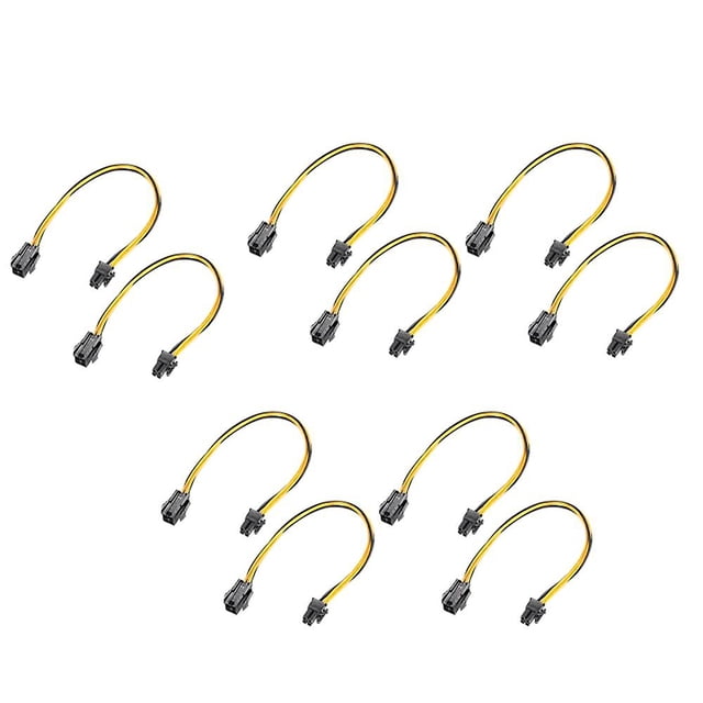 Paquete de 10 Cpu Cable de alimentación de extensión de 4 pines para fuente de alimentación Psu de 8 pulgadas Afortunado Sencillez