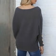 thumbnail image 5 of Kaemgyyd Sweaters for Women Lightweight Solid Color off the Shoulder Tops Knit Long Sleeve Loose Button Pullover Fall Clothing, 5 of 5