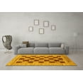 thumbnail image 3 of Ahgly Company Indoor Square Checkered Yellow Modern Area Rugs, 3' Square, 3 of 4
