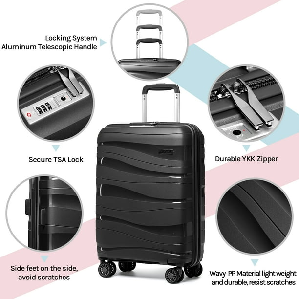 Joyway - 5-Piece Luggage Set PP Hardshell Spinner Suitcase with