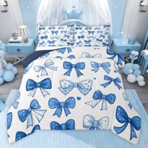 Castle Fairy Kawaii Bow Knot Twin Comforter Sets,Dreamy Princess Bow-Tie Bedding Set