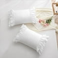 thumbnail image 3 of White Ruffled Pillow Shams Standard Twin Size Pillowcases Pure Cotton Pillow Covers 20"x26" 2-Pack, 3 of 10