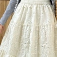 thumbnail image 5 of Busydd Women Skirt Fashion Vintage Solid Color Embroidery Maxi Skirt Casual Flowy Elastic Waist Long Skirts Free Size, 5 of 5