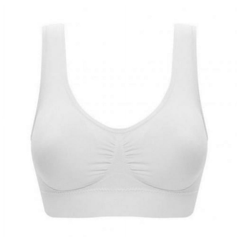  Womens Sports Bras, Yoga Comfort Seamless Stretchy Sports Bra  For Women 3 Pack Black White Grey