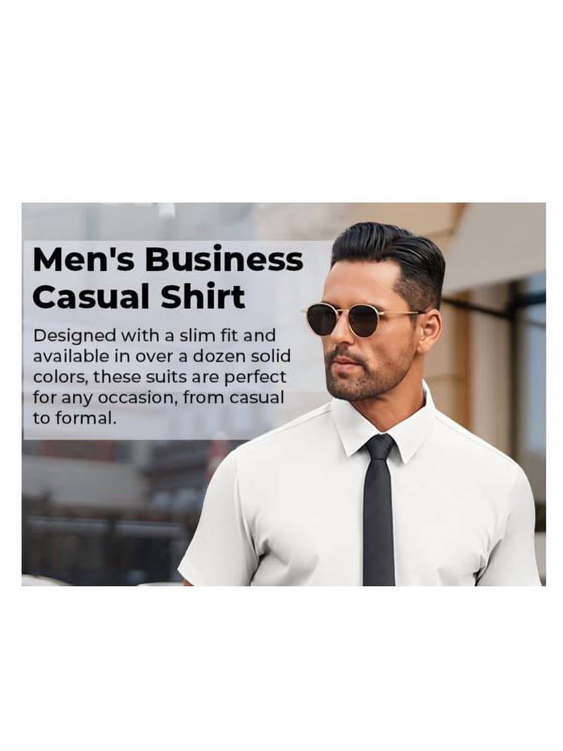COOFANDY Slim Fit Dress Shirt for Men Stretch Formal Wedding Short Sleeve  Button Down Shirt - Walmart.com