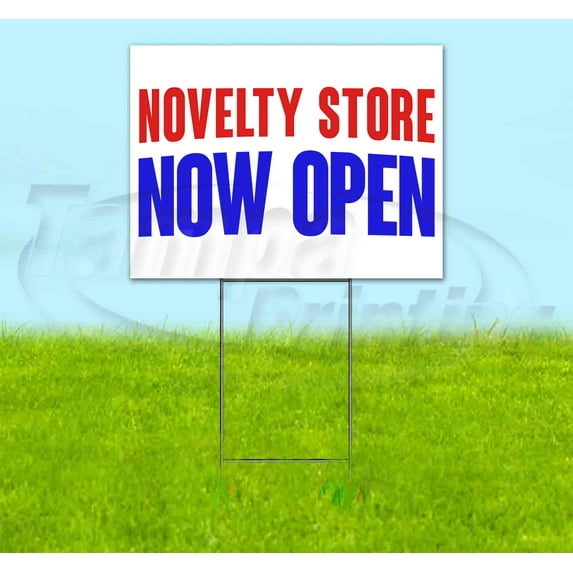 Novelty Store Now Open (18" x 24") Yard Sign, Includes Metal Step Stake