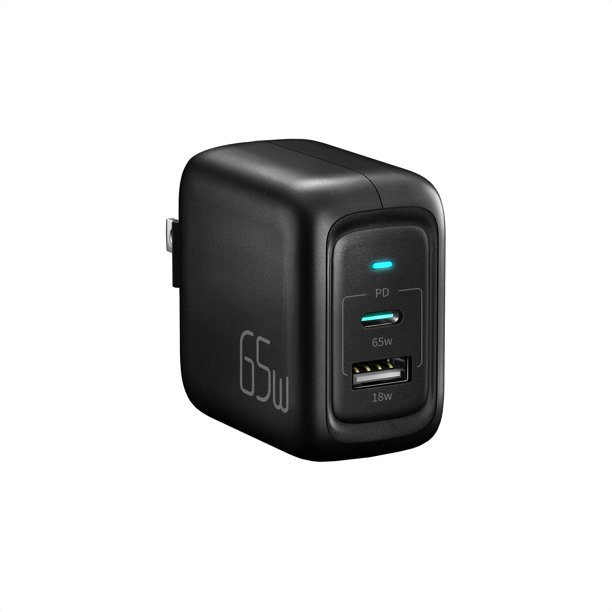 65W USB C Compact Wall Charger for Laptop, PhoneFast DualPort Foldable