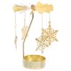 thumbnail image 1 of Candelabro de hierro fundido con forma de carrusel giratorio, portavelas con diseño de copos de nieve, centro de mesa para bodas, velas giratorias románticas, 1 of 5