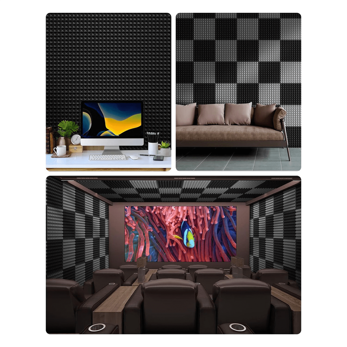 24 Pack Self-Adhesive Sound Proof Foam Panels 2Inch X 12Inch X 12Inch Acoustic Panels, for Home Studio Office