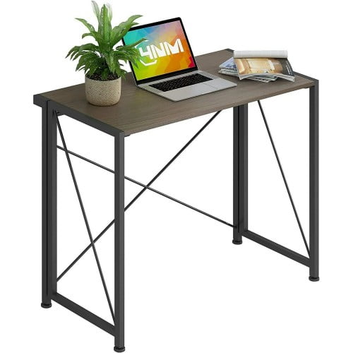Folding Computer Desk, 90 x 46 cm Foldable Workstation Table for Home Office, Small Space Study or Laptop Use