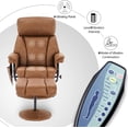 thumbnail image 5 of Mcombo Swivel Recliner with Ottoman, Reclining Chair with Massage, Faux Leather Lounge Chairs for Living Room Bedroom 4539(Saddle), 5 of 9