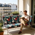 thumbnail image 3 of 4PCS Printed Outdoor Patio Seat Cushion Cover, Waterproof Stretch Wicker Sofa Cushion Slipcover, Floral Geometric Pattern Furniture Cushion Protector for Garden Rattan Chair 27.56x25.2 Inch, 3 of 8