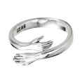 thumbnail image 5 of Falleo Clearance 925 Silver Hug Ring Fashionable Versatile Adjustable Hugging Hands Open Ring for Daughter Mom Sister Wife Friend Grandma White Gold, 5 of 5