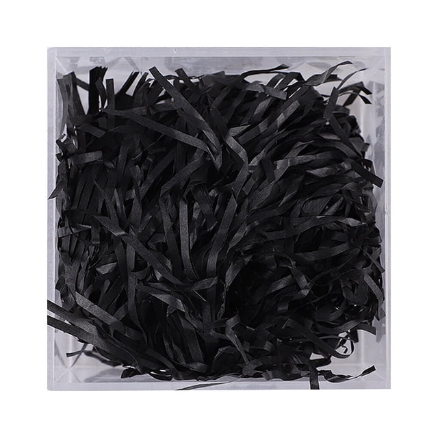 1 Pack Lafite Paper Raffia Filler Colorful Shredded Box Multifunction Craft Decoration Packaging Decoration Practical Wedding Party Easter New Year Black