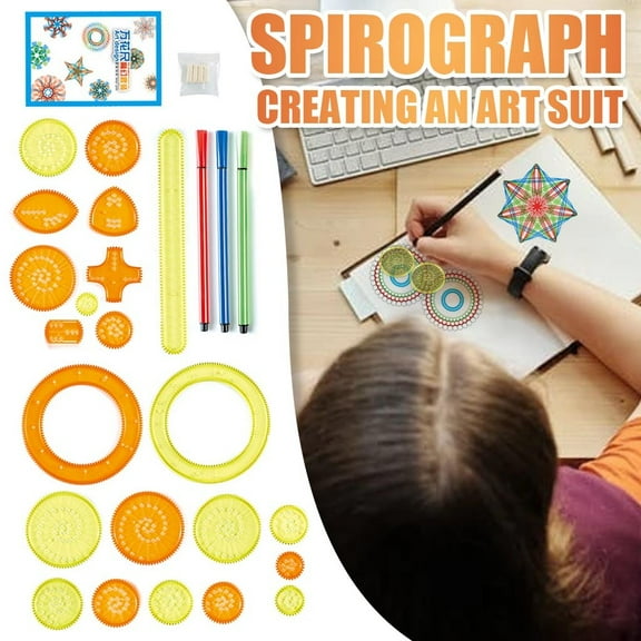 CREATITOY Kaleidoscopic Ruler Drawing Toy Set for Kids - Educational Art & STEM Learning Kit with Safe ABS Plastic