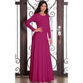 thumbnail image 2 of KOH KOH Long Sleeve Modest Fall Winter Elegant Evening Flowy Empire Waist Full Floor Length Cocktail Formal Tall Pleated Maxi Dress Gown Abaya For Women Fuchsia Magenta Pink XXX-Large US 22-24 NT009, 2 of 6