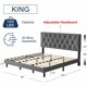 thumbnail image 3 of king size bed frame,with adjustable headboard,Sturdy frame and wooden slat supports,Non-slip and noiseless, linen fabric wrap My Lux Decor Round, 3 of 11