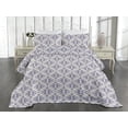 thumbnail image 2 of Ambesonne Floral Quilted Coverlet 3 Pcs, Bohemian Folk Flower Pattern, King Size, Purple Ceil Blue and Ivory, 2 of 4