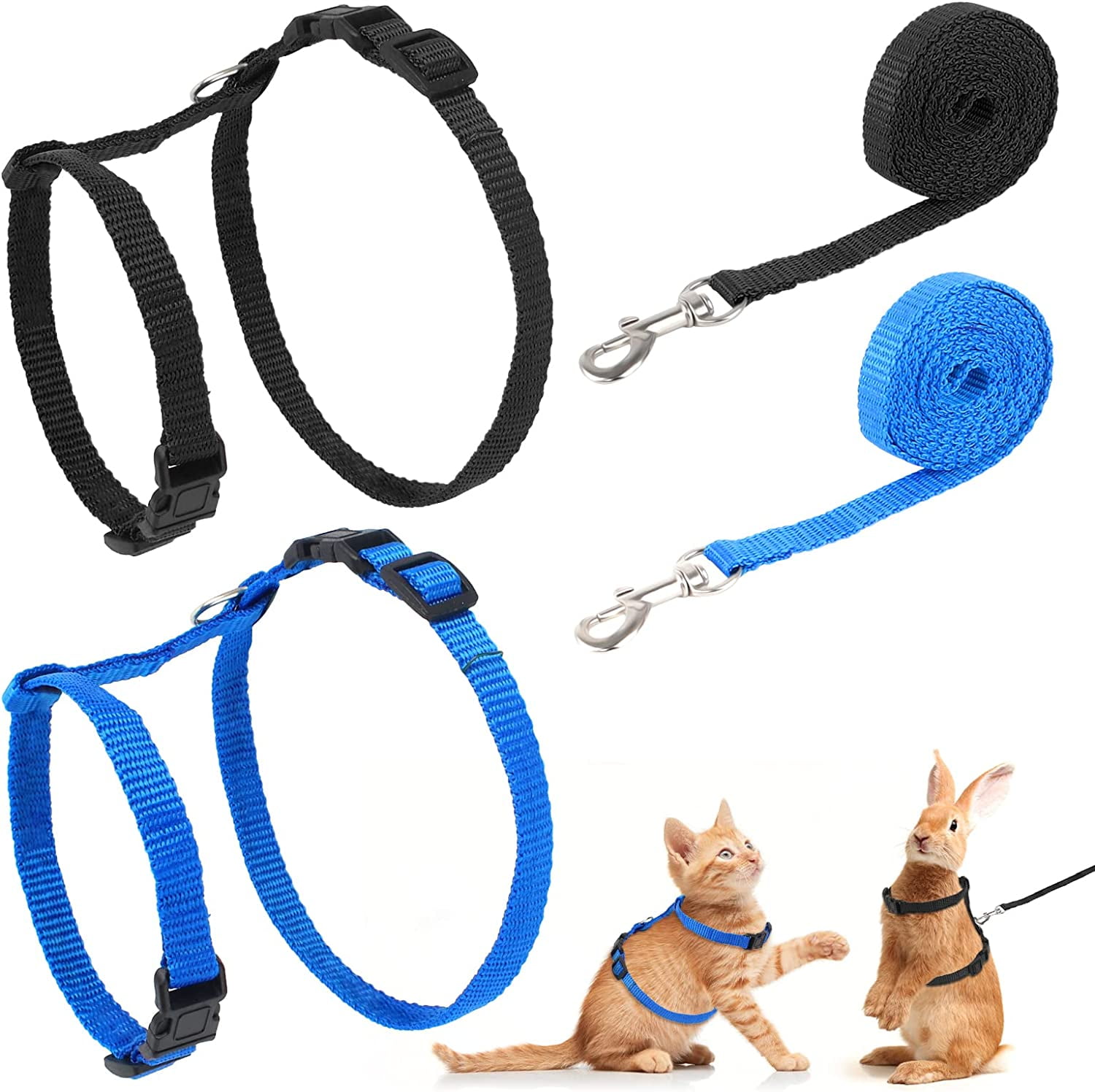 2Pcs Adjustable Cat Harness and Lead Set Escape Proof Cat Harness