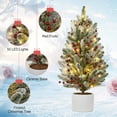 thumbnail image 3 of 24 Inch Table Top Christmas Tree with Lights, Pre-lit Artificial Small Green Christmas Tree with Cement Basin Base, Miniature Pine Christmas Trees for Table Office Dorm Desk Decorations, 3 of 8