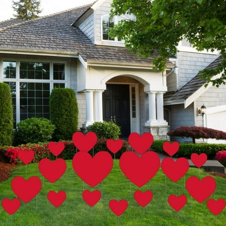 VictoryStore Valentine Red Hearts Yard Signs Decorations, Set of 20