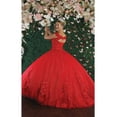 thumbnail image 2 of Womens Red Quinceanera Dresses Ball Gown Juniors Sweet 16 Prom Birthday Dress Off Shoulder Evening Princess Puffy Dresses for Plus Size Women, 2 of 5
