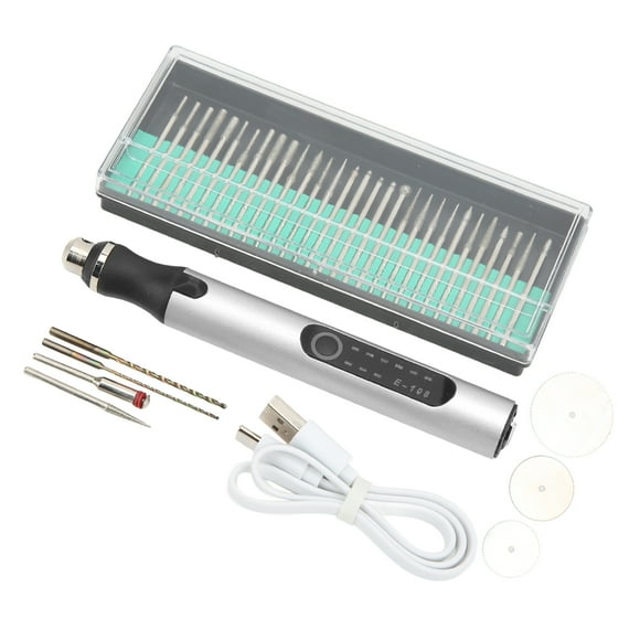 Engraving Pen, DIY Necklaces Glass Etching Kit Three Speed Engraving Machine  For Cutting For Drilling For Grinding Lettering Silver