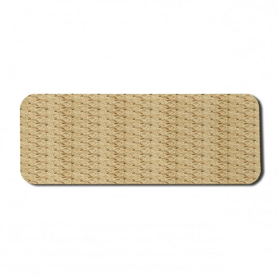 Rose Computer Mouse Pad, Blooming Delicate Flowers on Curled Stems and Leaves Grungy Effect Vintage Print, Rectangle Non-Slip Rubber Mousepad Large, 31" x 12", Tan and Caramel, by Ambesonne