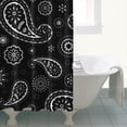 thumbnail image 4 of Black Paisley and Floral Pattern Shower Curtain 36"x72" ,Bathroom Decorative Shower Curtains Set with 12 Hooks,Modern Waterproof Washable Shower Curtain, 4 of 6