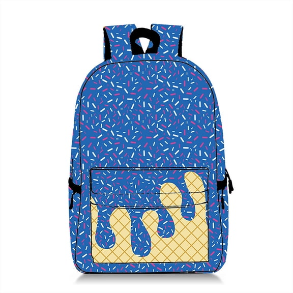 Ice Cream Backpack Kawaii Shoulder Bag with Side Pockets Cute Large Capacity Daypack Lightweight for Women Men Daily Use Travel Hiking Camping