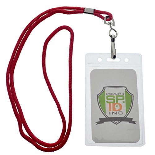 25 Pack Vertical ID Name Badge Holders with Lanyards (Business Card ...