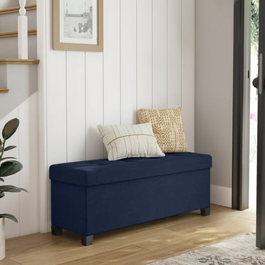 Storage Ottoman Bench, Foldable Foot Rest with Legs, End of Bed Bench, Storage Chest, for Living Room, Bedroom, Entryway, Slate Gray