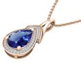 thumbnail image 2 of Dazzlingrock Collection 10X7mm Pear Tanzanite & Round White Diamond Teardrop Pendant for Women with 18 Inch Gold Chain (0.15 ctw, Color I-J, Clarity I2-I3) in 10K Rose Gold, 2 of 4
