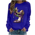 thumbnail image 2 of ClodeEU Women Heel Mask Holiday Mardi Gras Sweatshirts,Casual Fashion Long Sleeve Sequin Sweatshirt B-Blue,Womens Plus XS, 2 of 6
