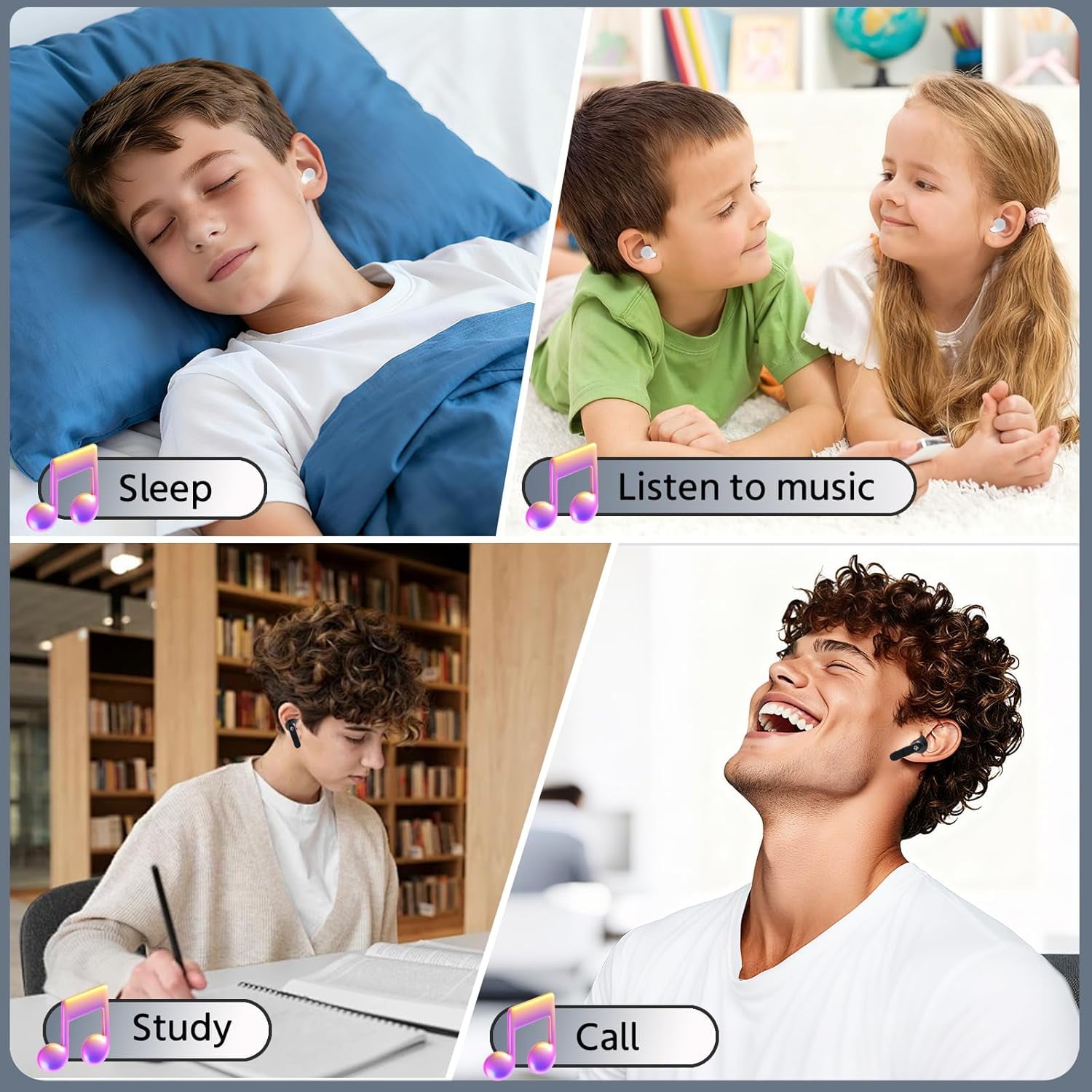2 Pack Kids Wireless Earbuds Invisible Mini Earbuds for Kids Bluetooth Ear Buds in-Ear with LED Display, HiFi Stereo, 32H Playtime, Wireless Headphone with Mic for Android iOS Phone Laptop