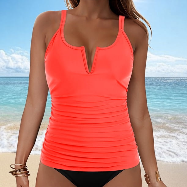 Trajes de baño para mujer, moda para mujer, traje de baño liso sin mangas, push-up, acolchado, blusa de traje de baño, trajes de baño para mujer, trajes de baño para mujer, trajes de baño para mujer,