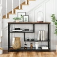 thumbnail image 4 of Ataucjin Console Table, 4-Tier Sofa Tables Narrow Entryway Table with Glass Shelf and Metal Frame, 39.4" Behind Couch Table Industrial Hallway Table for Living Room, Foyer, Bedroom, Rustic Brown, 4 of 9