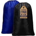 thumbnail image 1 of Canadian Linen Nylon Laundry Bags, 24"x36", 2 Pack, Drawstring Clothes Organizer Waterproof Fabric Durable Storage Bag Hamper, Blue + Black, 1 of 9