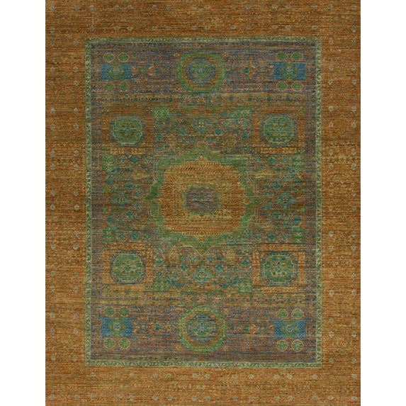 Ahgly Company Machine Washable Indoor Rectangle Abstract Saddle Brown Area Rugs, 8' x 12'
